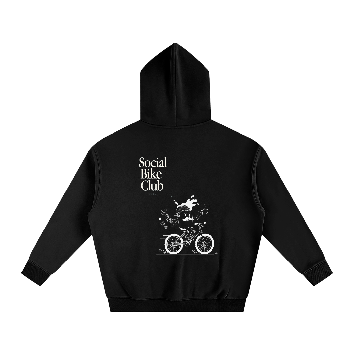 Social Bike Club + Cartoon on bike.